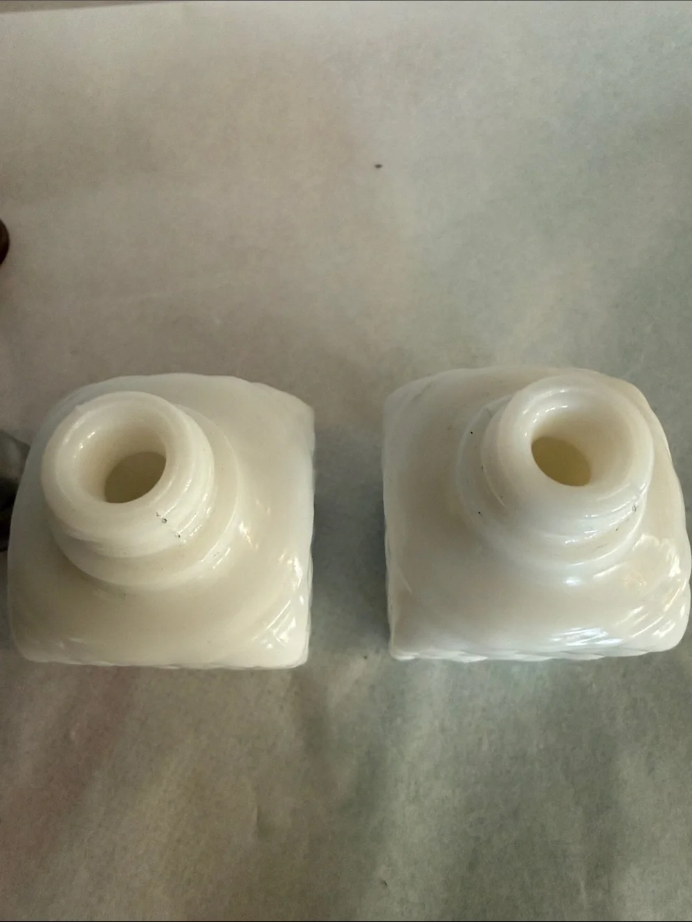 White Quilted Milk Glass Salt and Pepper Shakers - Unbranded Westmoreland?